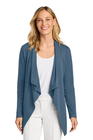 Port Authority Womens Breakwater Open Front Long Sleeve Cardigan Sweater w/ Pockets - Dusk Blue