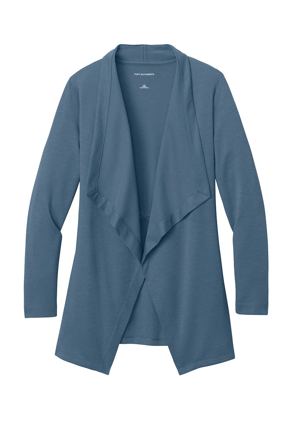 Port Authority Womens Breakwater Open Front Long Sleeve Cardigan Sweater w/ Pockets - Dusk Blue