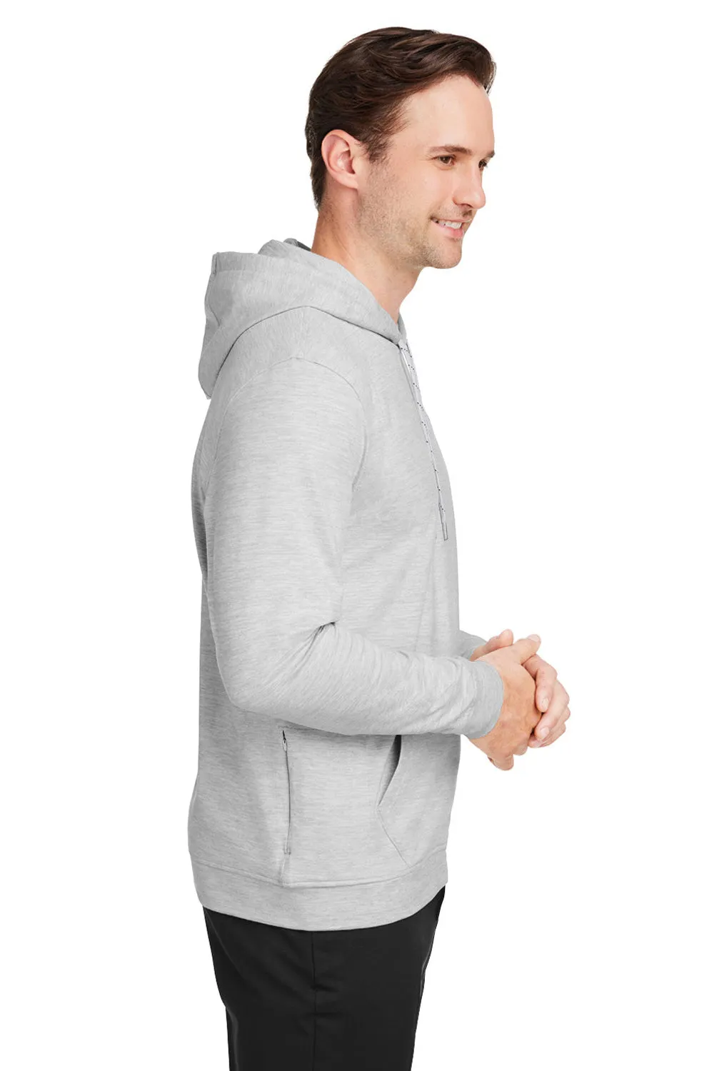 Puma Mens Cloudspun Moisture Wicking Hooded Sweatshirt Hoodie w/ Pouch Pocket - Heather High Rise Grey