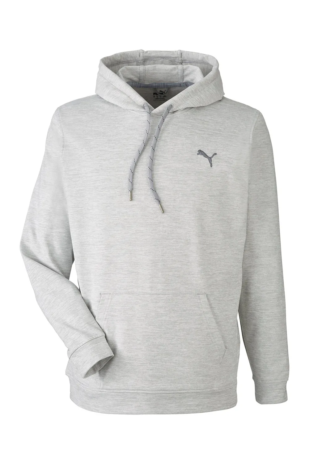 Puma Mens Cloudspun Moisture Wicking Hooded Sweatshirt Hoodie w/ Pouch Pocket - Heather High Rise Grey