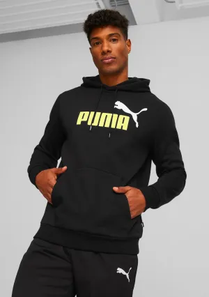 Puma Men's Essentials  Two-Tone Big Logo Hoodie Black Lime