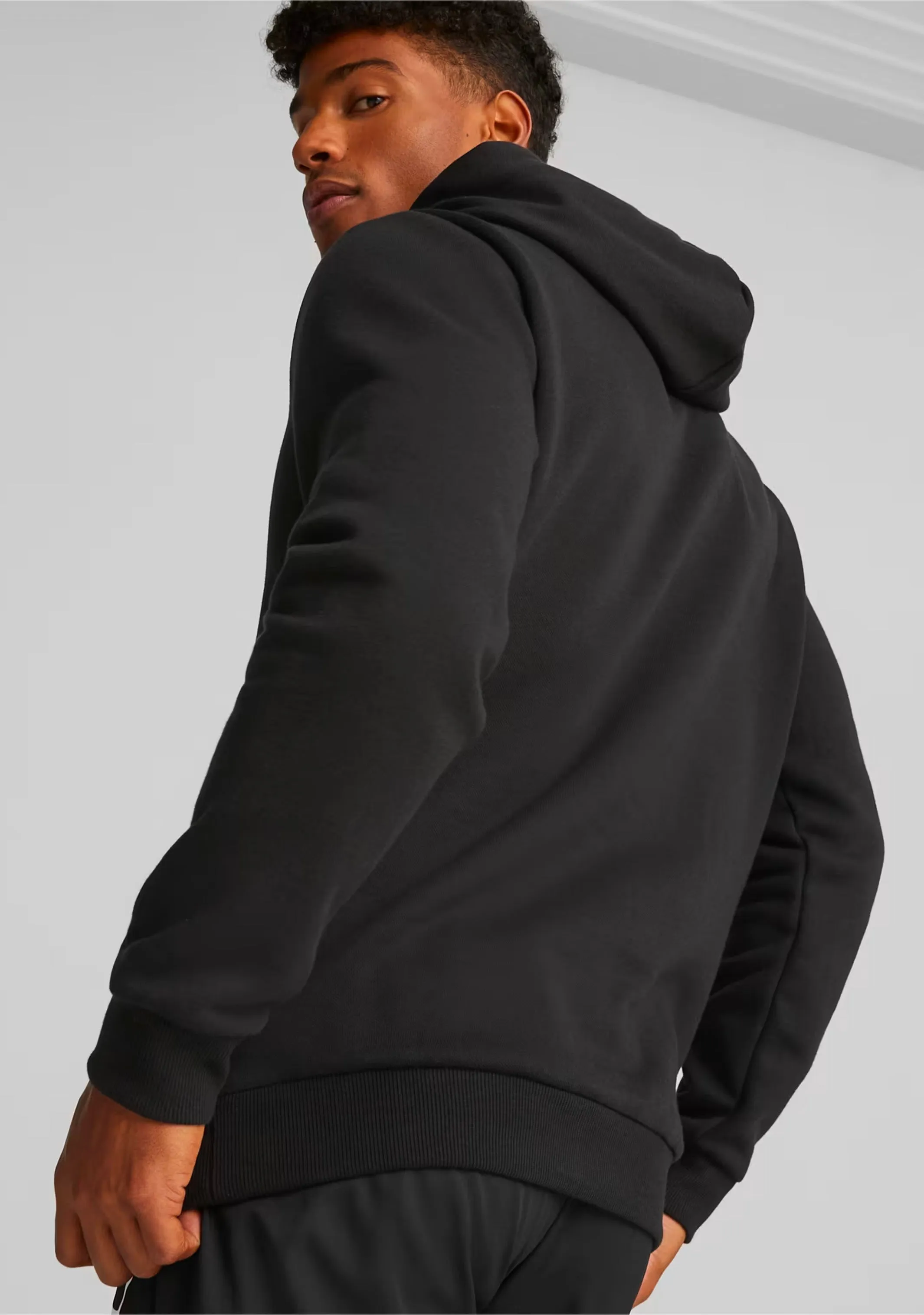 Puma Men's Essentials  Two-Tone Big Logo Hoodie Black Lime