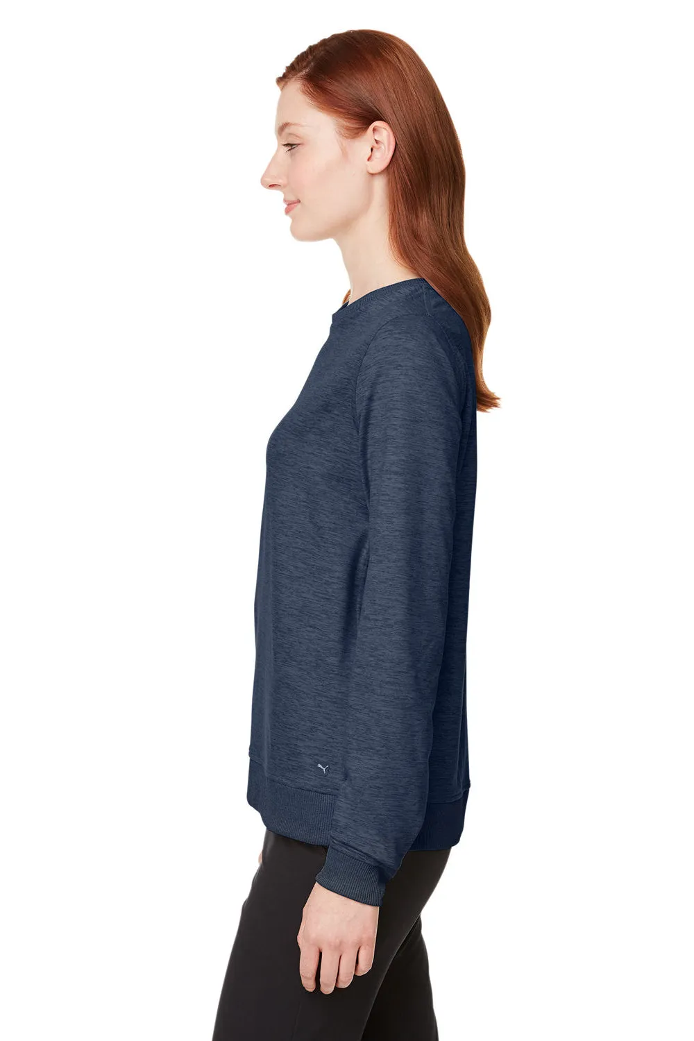 Puma Womens Cloudspun Moisture Wicking Crewneck Sweatshirt - Heather Navy Blue