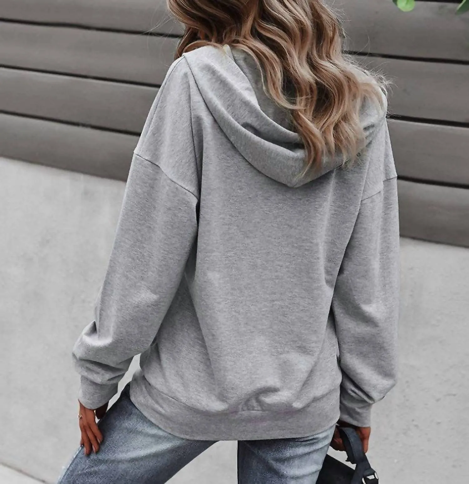 Quilted Pocket Hoodie In Gray