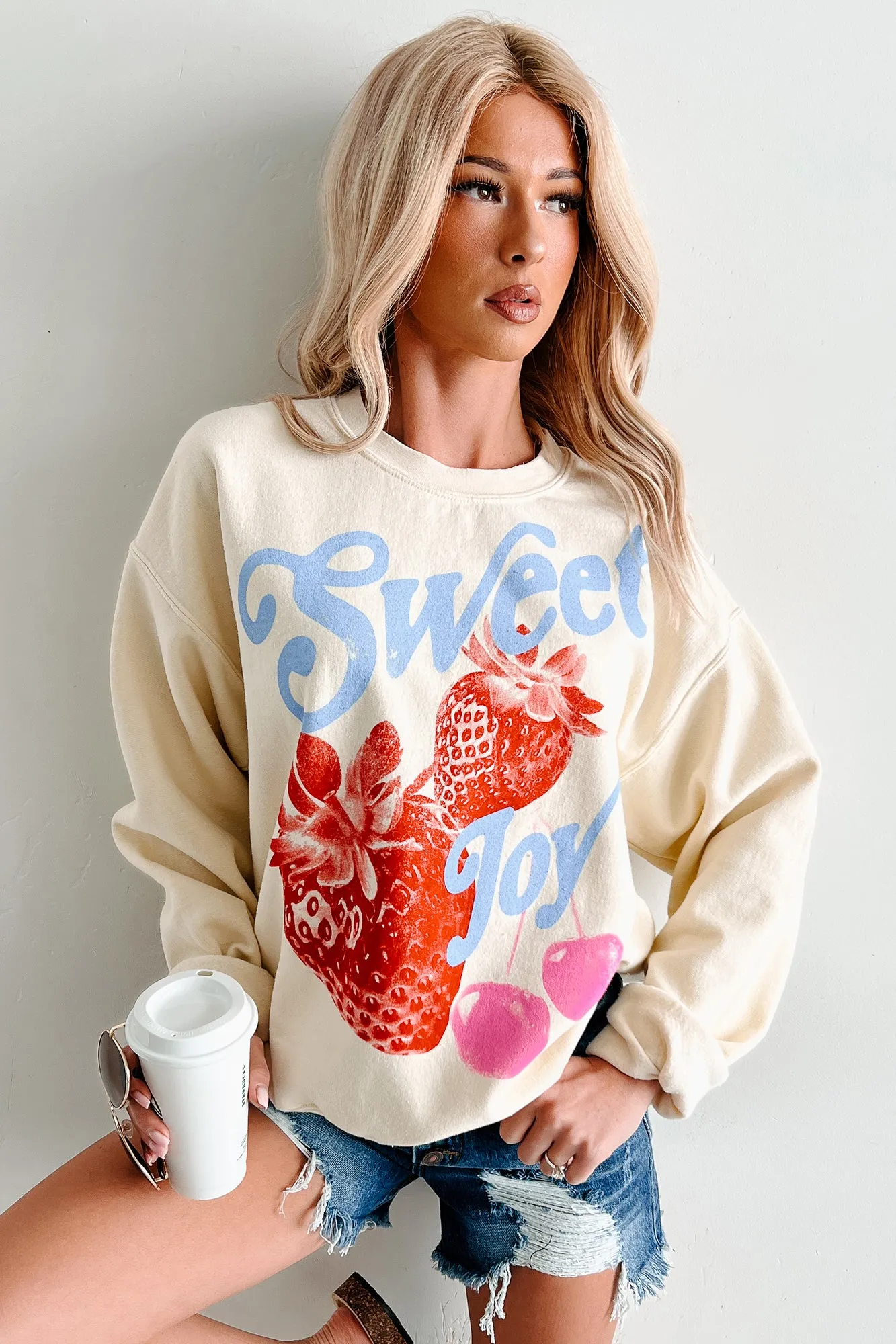 "Sweet Joy" Graphic Sweatshirt (French Vanilla)