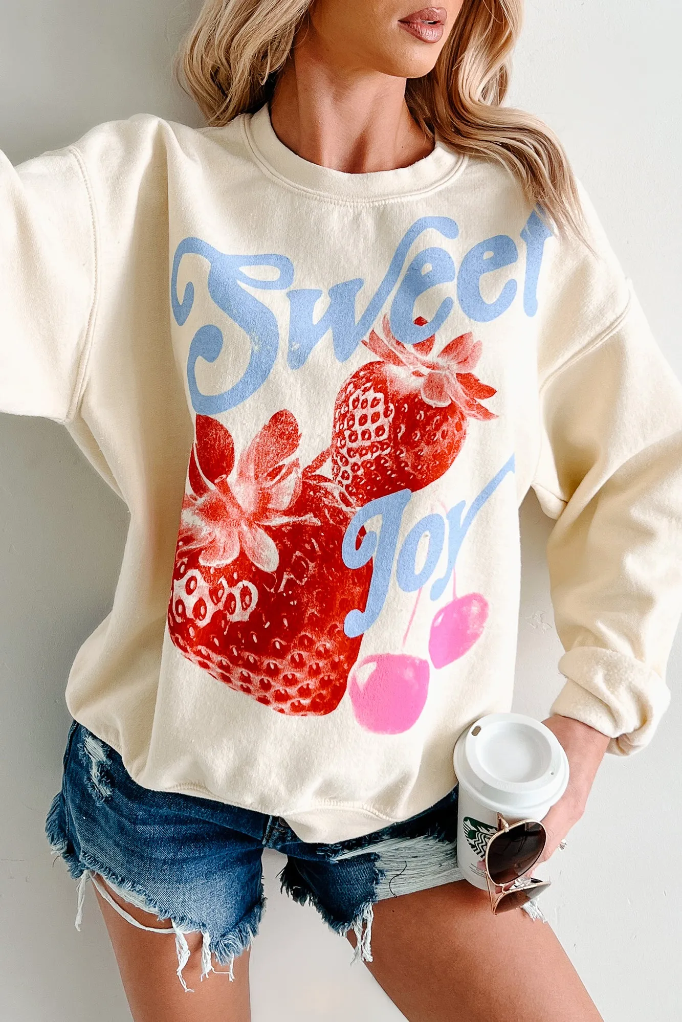 "Sweet Joy" Graphic Sweatshirt (French Vanilla)