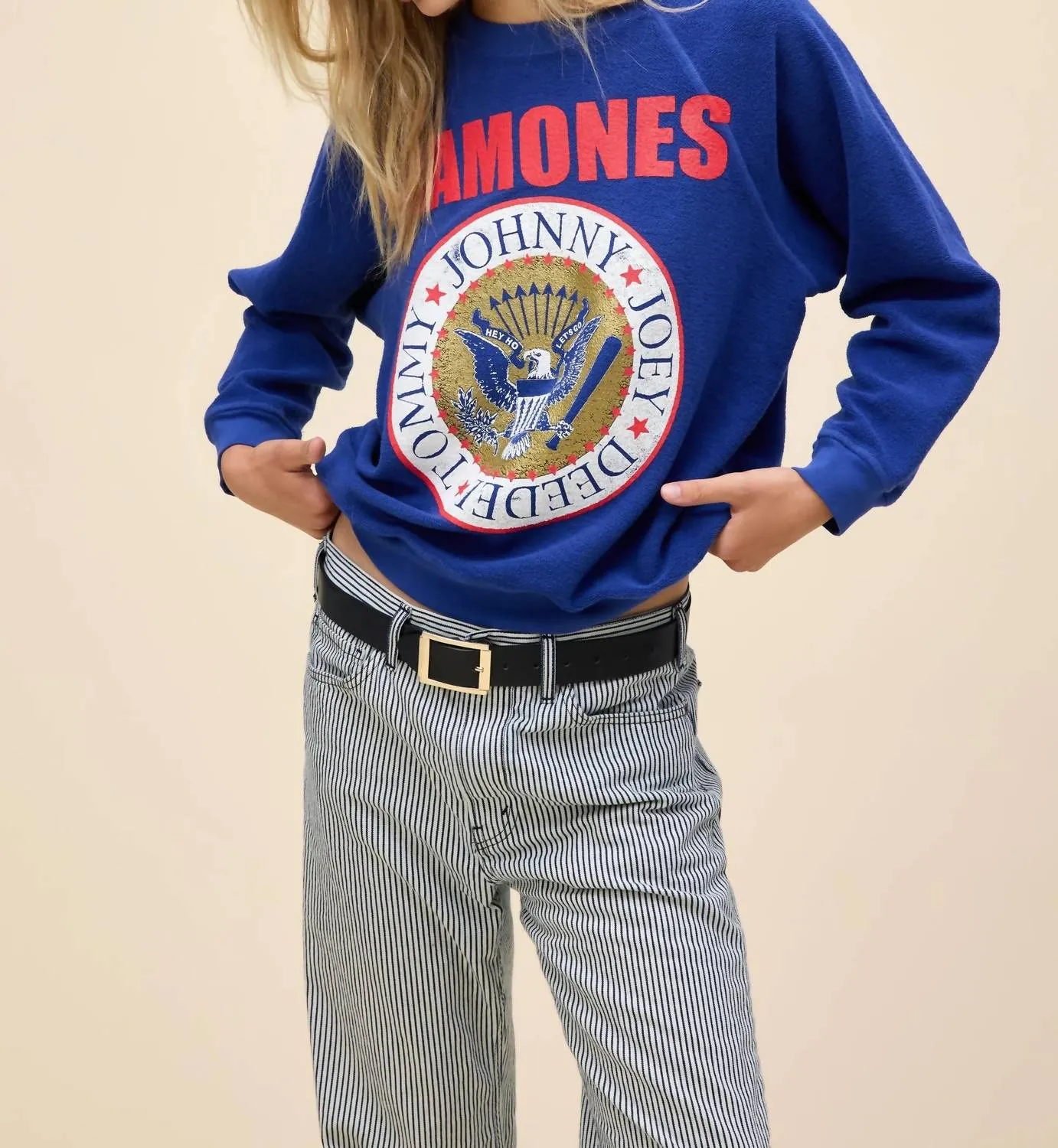 Ramones Gold Seal Reverse Raglan Sweatshirt In Blue Quartz