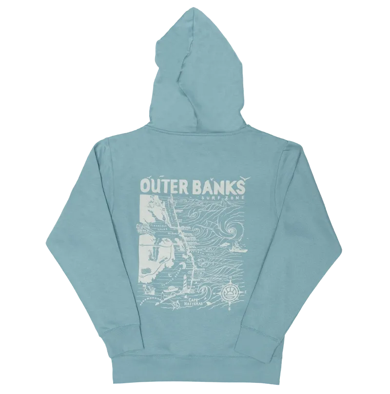 REAL Outer Banks Map Hooded Sweatshirt-Agave