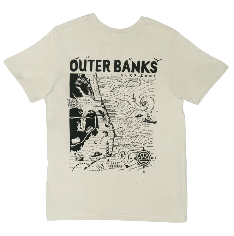 REAL Outer Banks Map Wmn's Boyfriend Tee-Bone