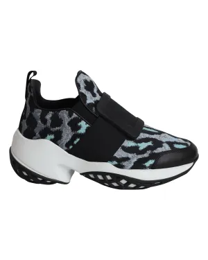 Roger Vivier Run Viv in Blue Leopard Print Polyester