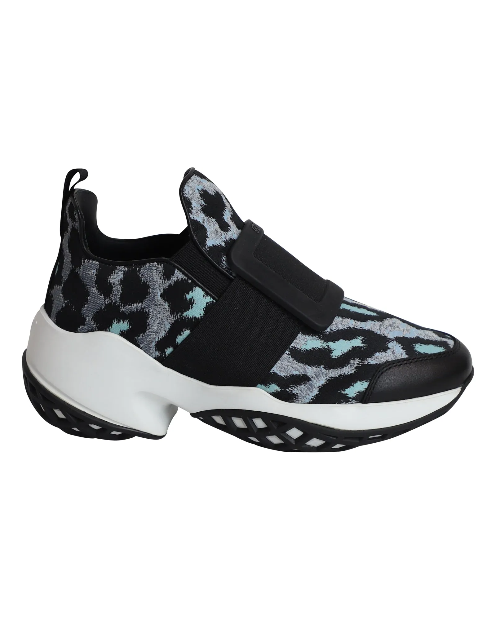 Roger Vivier Run Viv in Blue Leopard Print Polyester
