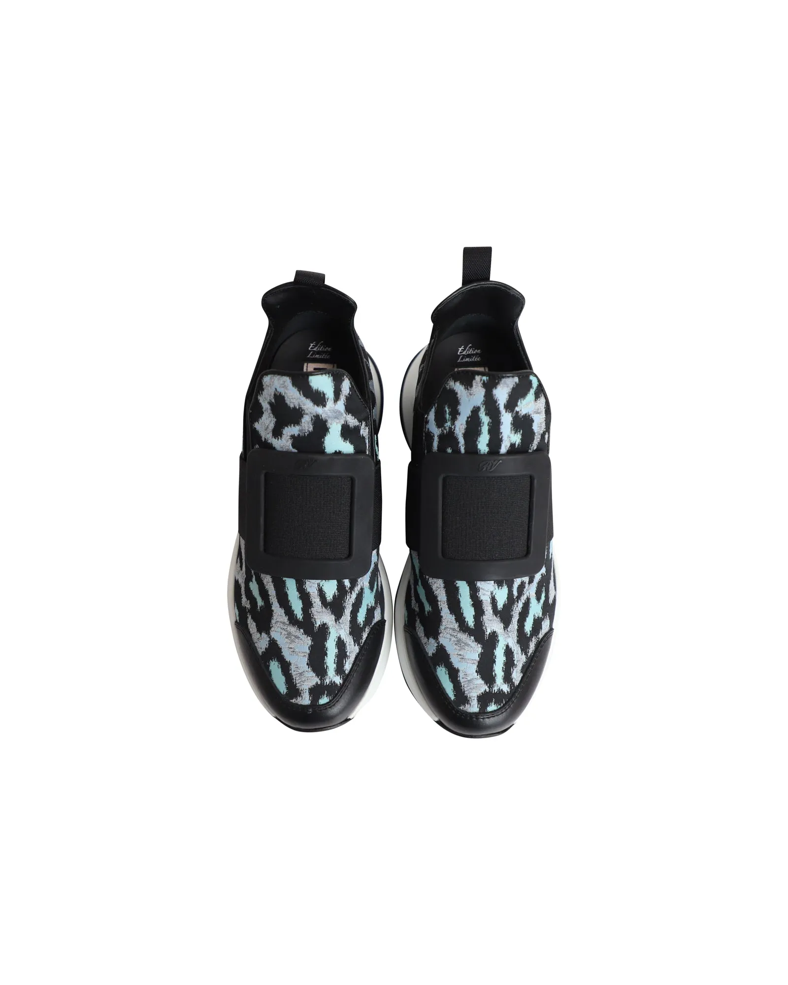 Roger Vivier Run Viv in Blue Leopard Print Polyester
