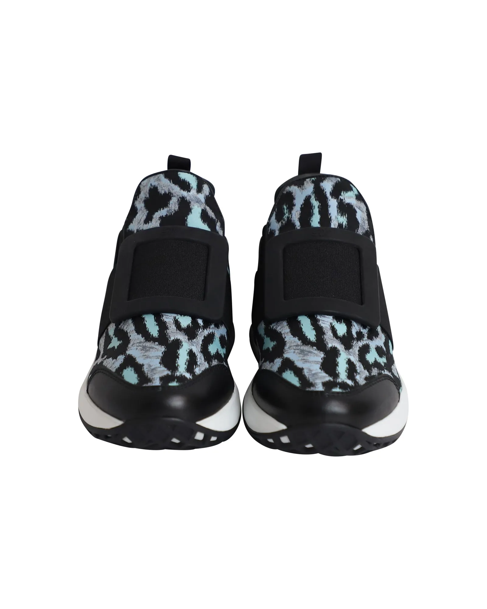 Roger Vivier Run Viv in Blue Leopard Print Polyester