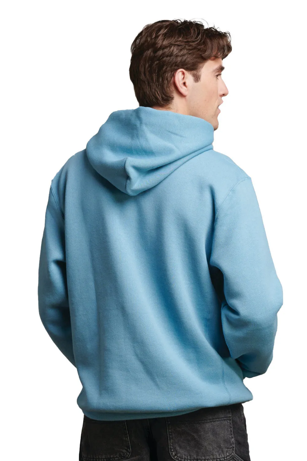 Russell Athletic Mens Dri-Power Moisture Wicking Hooded Sweatshirt Hoodie w/ Pouch Pocket - Arctic Blue
