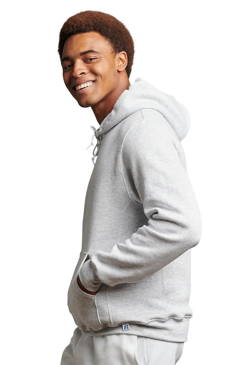 Russell Athletic Mens Dri-Power Moisture Wicking Hooded Sweatshirt Hoodie w/ Pouch Pocket - Ash Grey