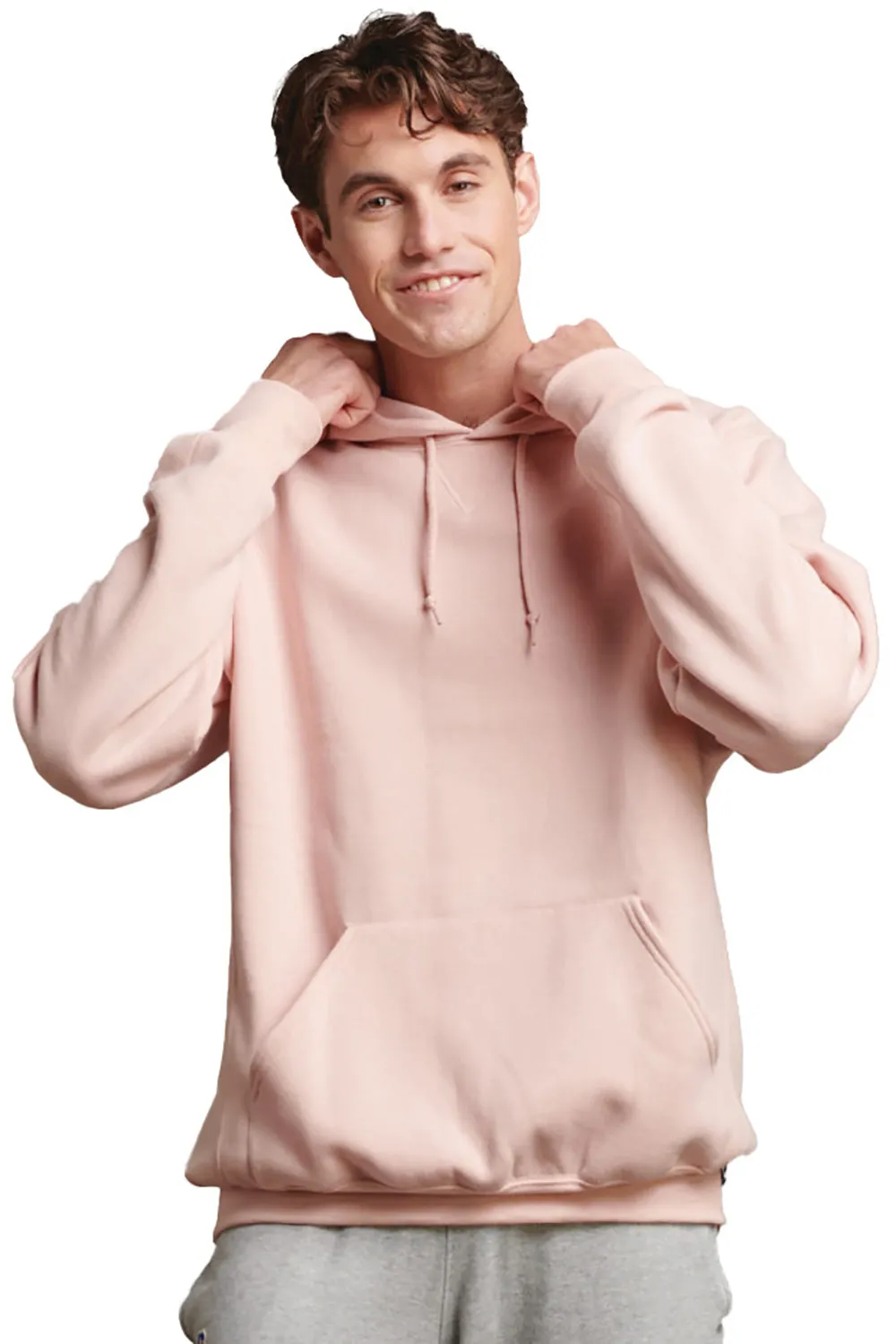 Russell Athletic Mens Dri-Power Moisture Wicking Hooded Sweatshirt Hoodie w/ Pouch Pocket - Blush Pink