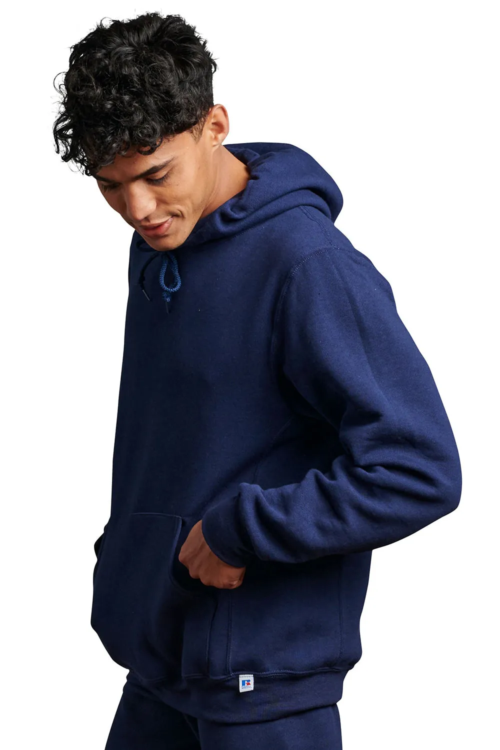 Russell Athletic Mens Dri-Power Moisture Wicking Hooded Sweatshirt Hoodie w/ Pouch Pocket - Navy Blue
