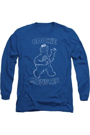 Sesame Street Simple Cookie Long Sleeve Adult Tee / T-Shirt