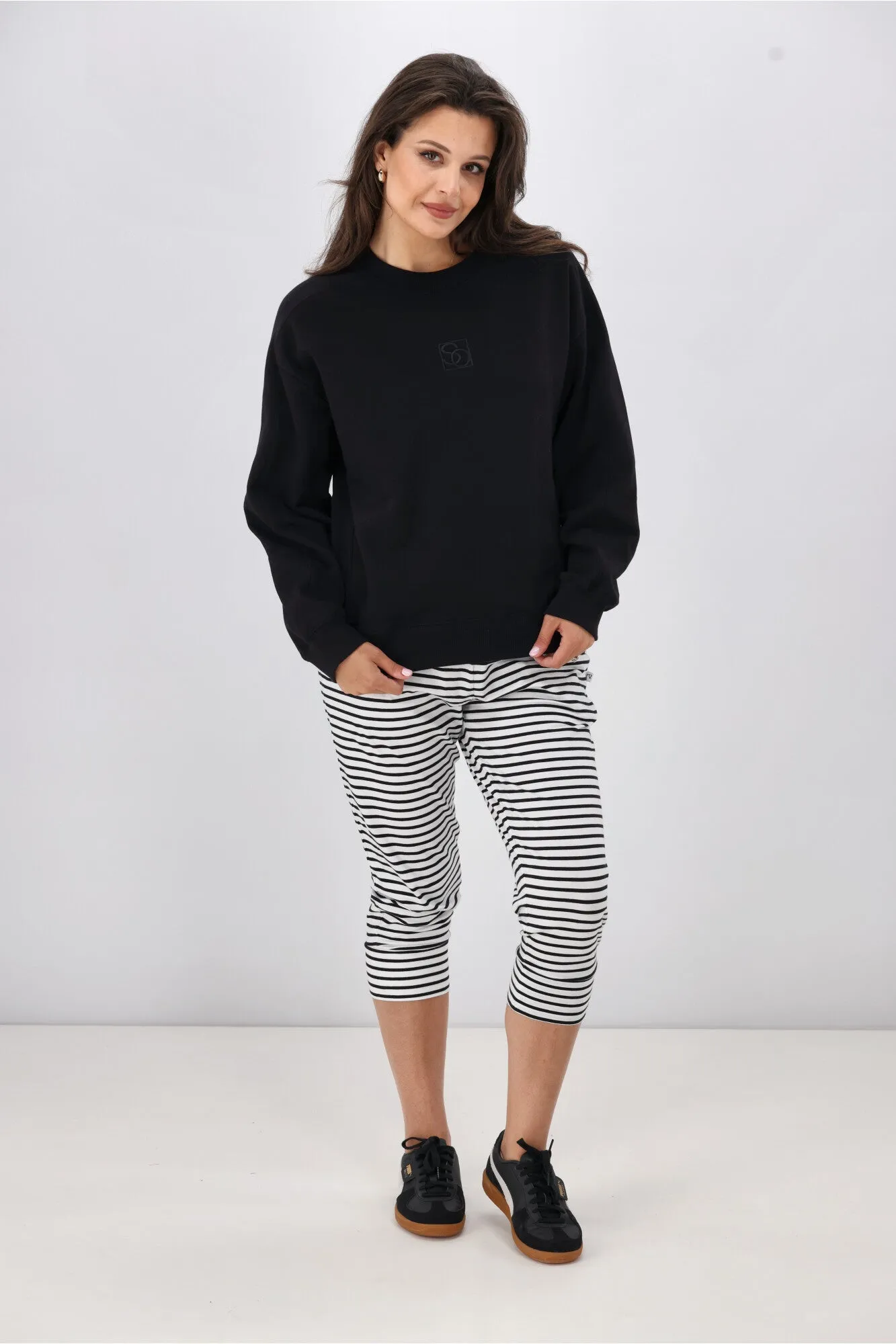 Shine On Essentials Monogrammed Crew Black