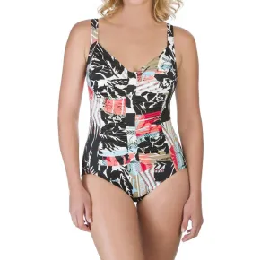 Shirred One Piece Swimsuit In Pattern Sense