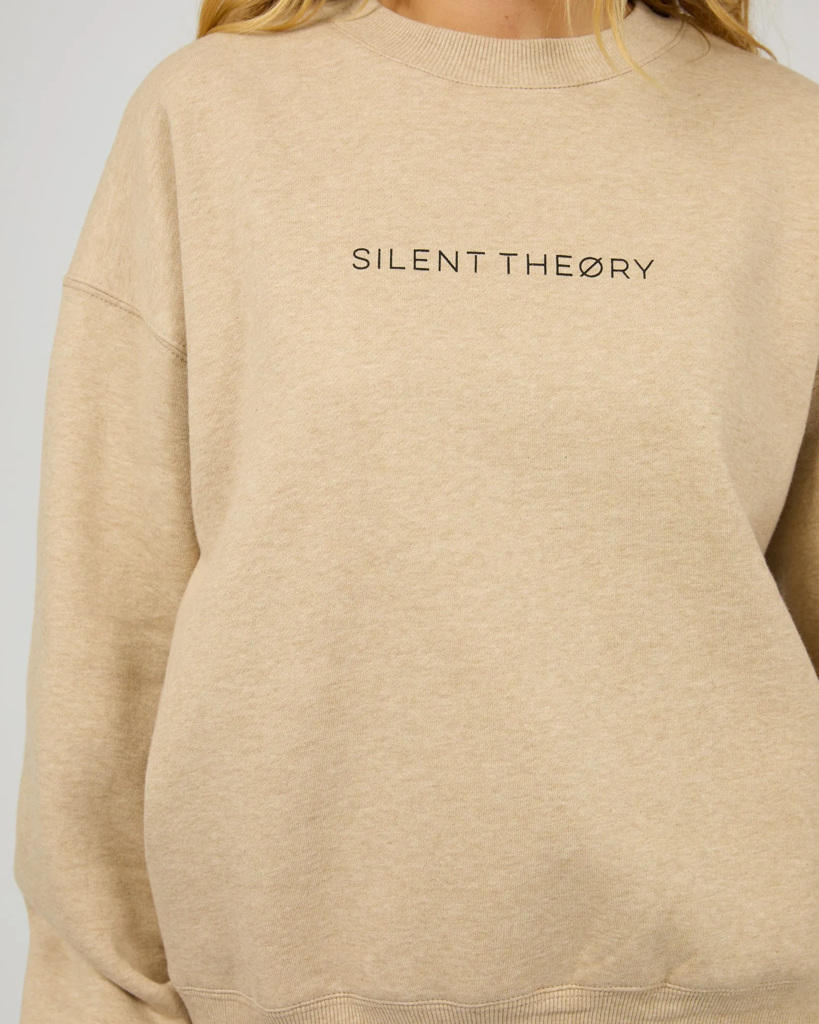 Silent Theory Logo Crew Oat Marle