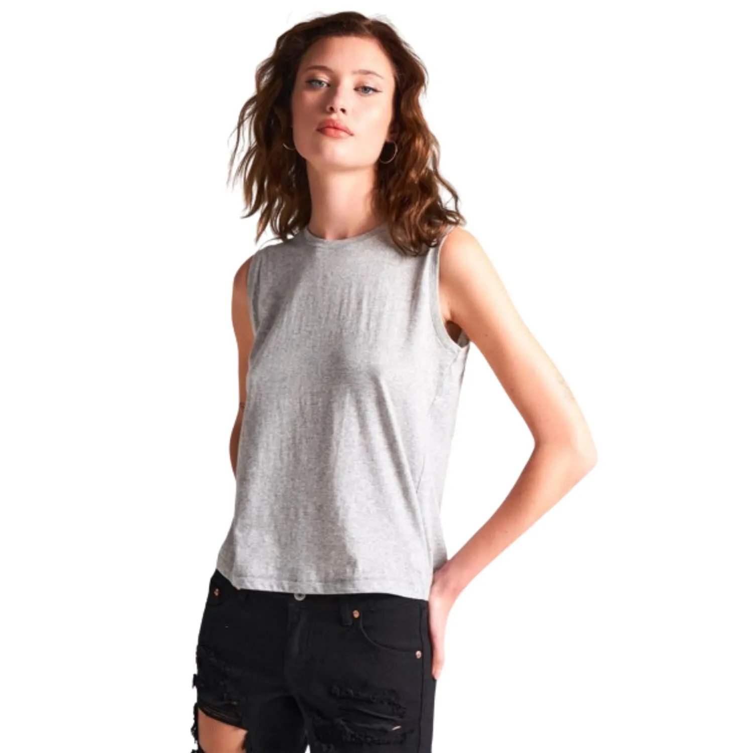 Solid Sleeveless Round Neck Basic Tank Top