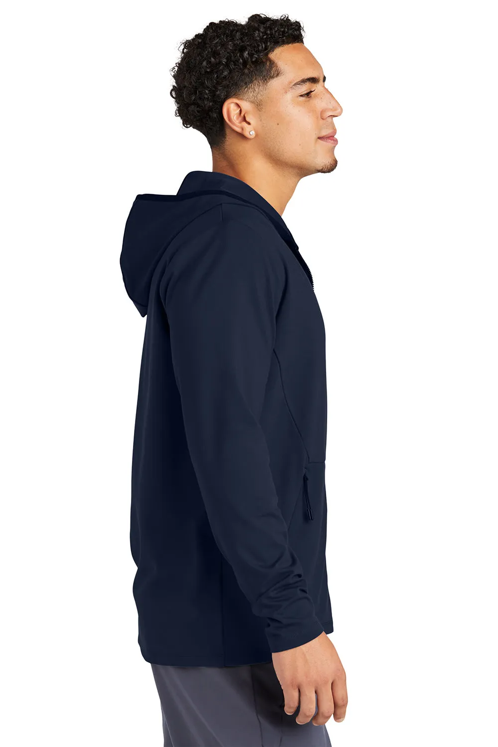 Sport-Tek Mens Circuit Full Zip Hooded Sweatshirt Hoodie w/ Pockets - True Navy Blue