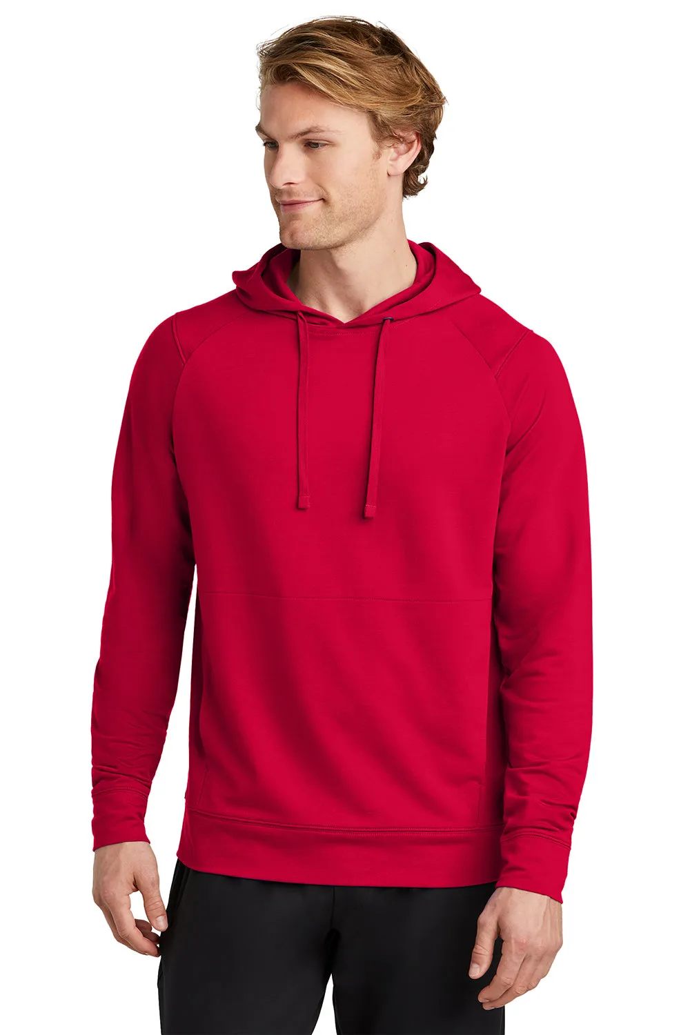 Sport-Tek Mens Flex Fleece Moisture Wicking Hooded Sweatshirt Hoodie w/ Pockets - Deep Red