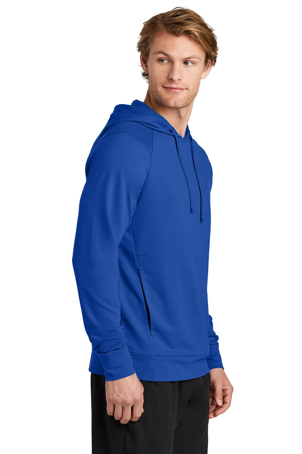 Sport-Tek Mens Flex Fleece Moisture Wicking Hooded Sweatshirt Hoodie w/ Pockets - True Royal Blue