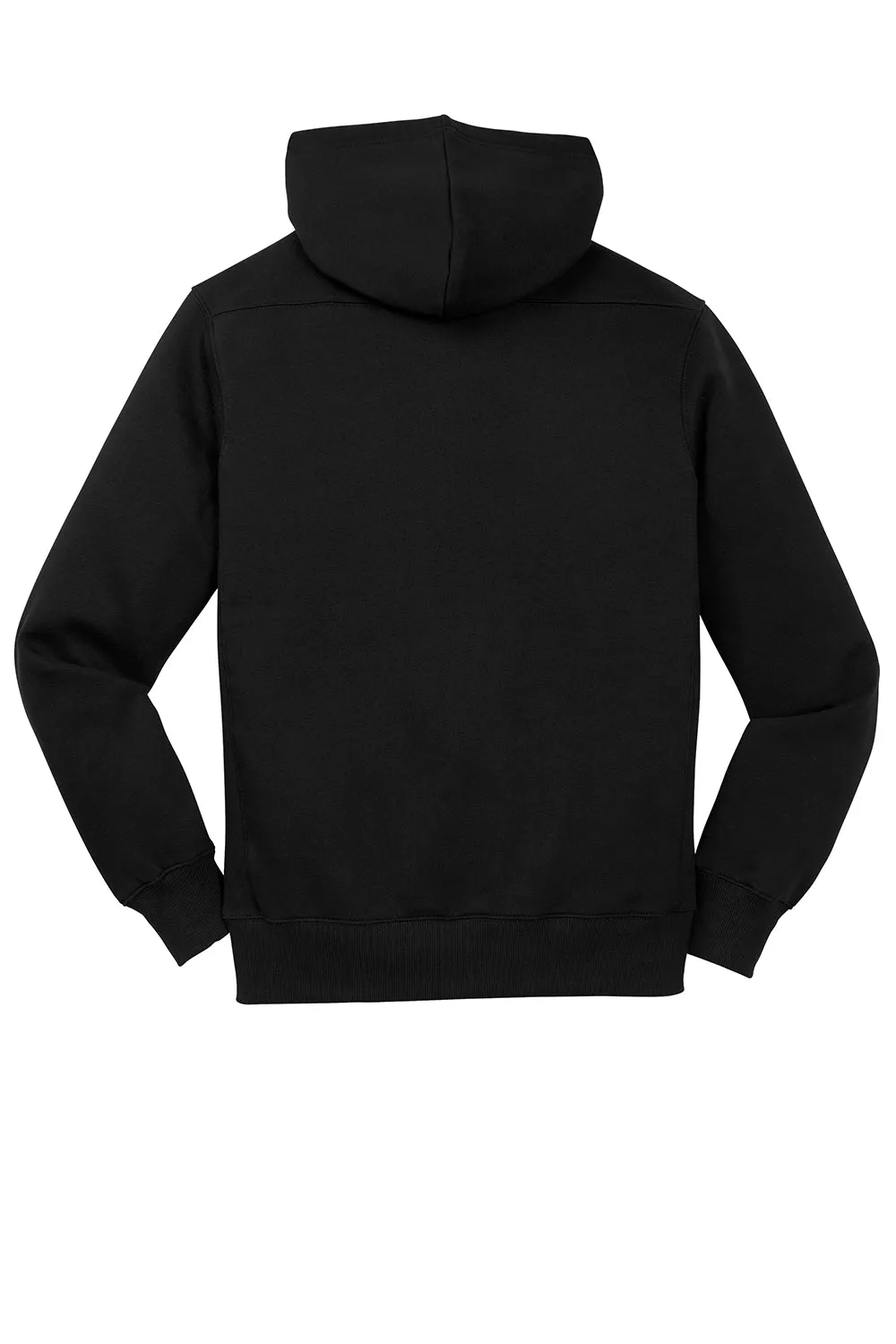 Sport-Tek Mens Lace Up Fleece Hooded Sweatshirt Hoodie w/ Pouch Pocket - Black