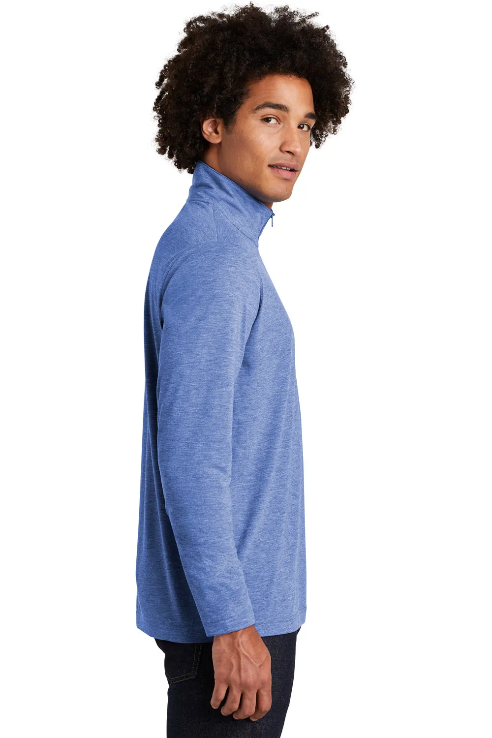 Sport-Tek Mens Moisture Wicking 1/4 Zip Sweatshirt - Heather True Royal Blue
