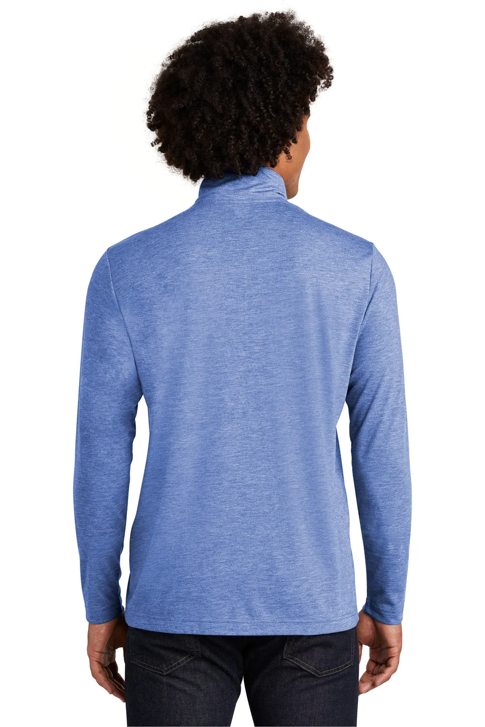 Sport-Tek Mens Moisture Wicking 1/4 Zip Sweatshirt - Heather True Royal Blue