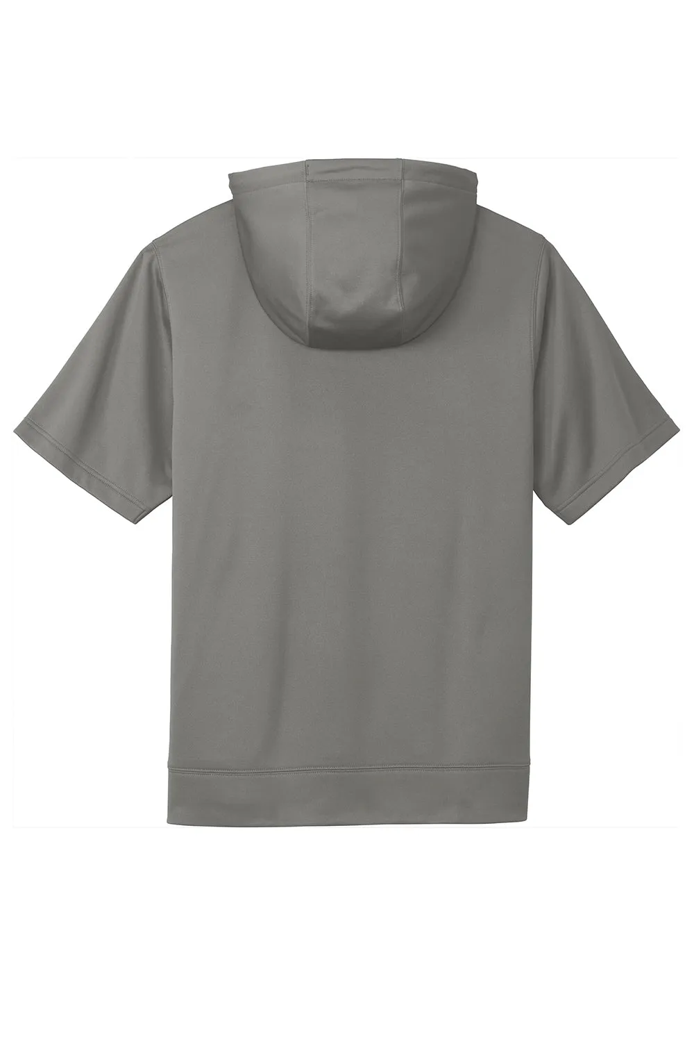 Sport-Tek Mens Moisture Wicking Fleece Short Sleeve Hooded Sweatshirt Hoodie w/ Pouch Pocket - Dark Smoke Grey