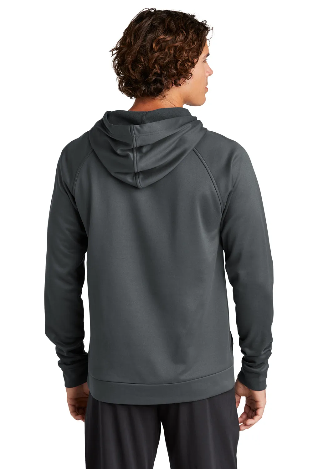 Sport-Tek Mens Re-Compete Fleece Anti Static Hooded Sweatshirt Hoodie w/ Pouch Pocket - Iron Grey