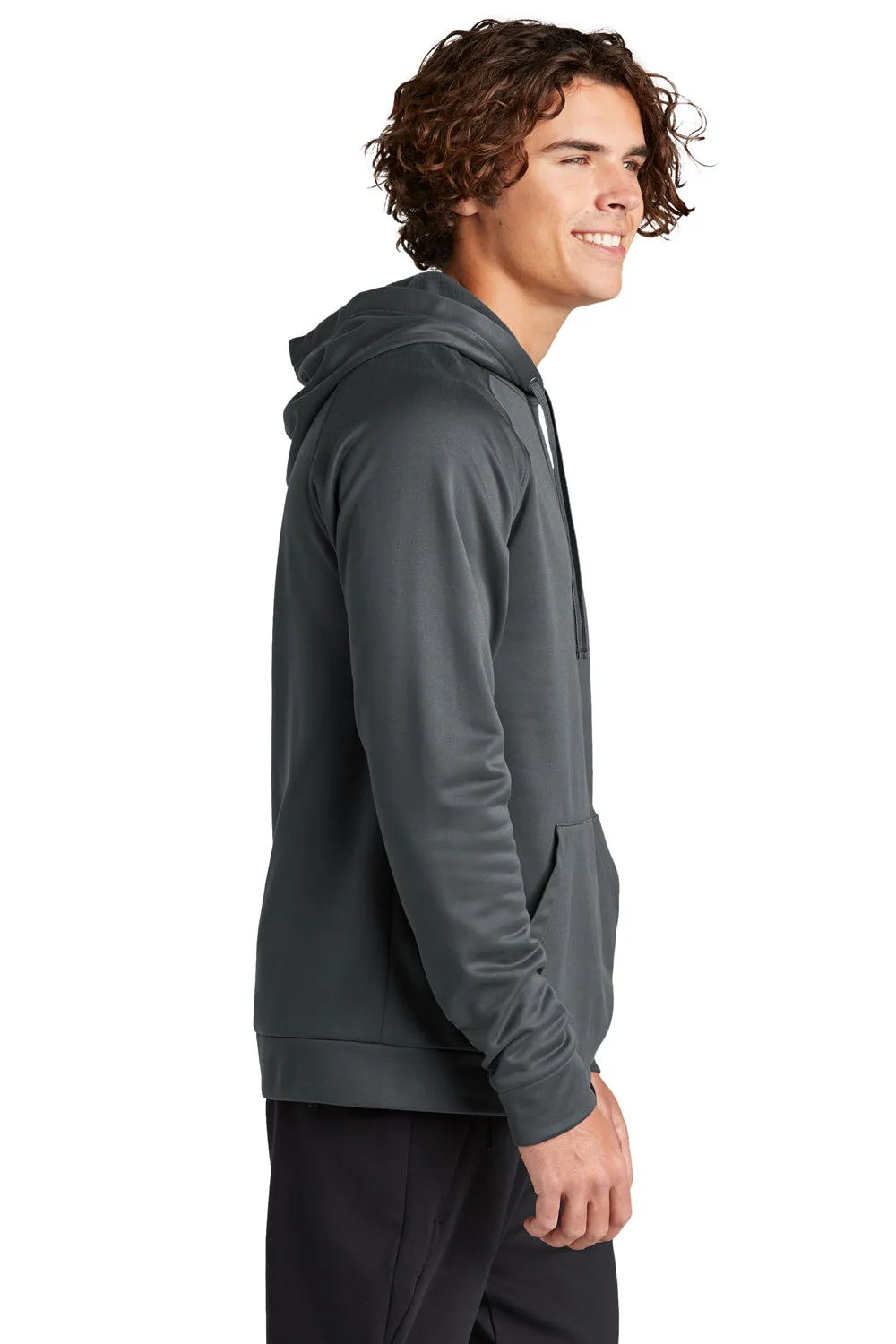Sport-Tek Mens Re-Compete Fleece Anti Static Hooded Sweatshirt Hoodie w/ Pouch Pocket - Iron Grey