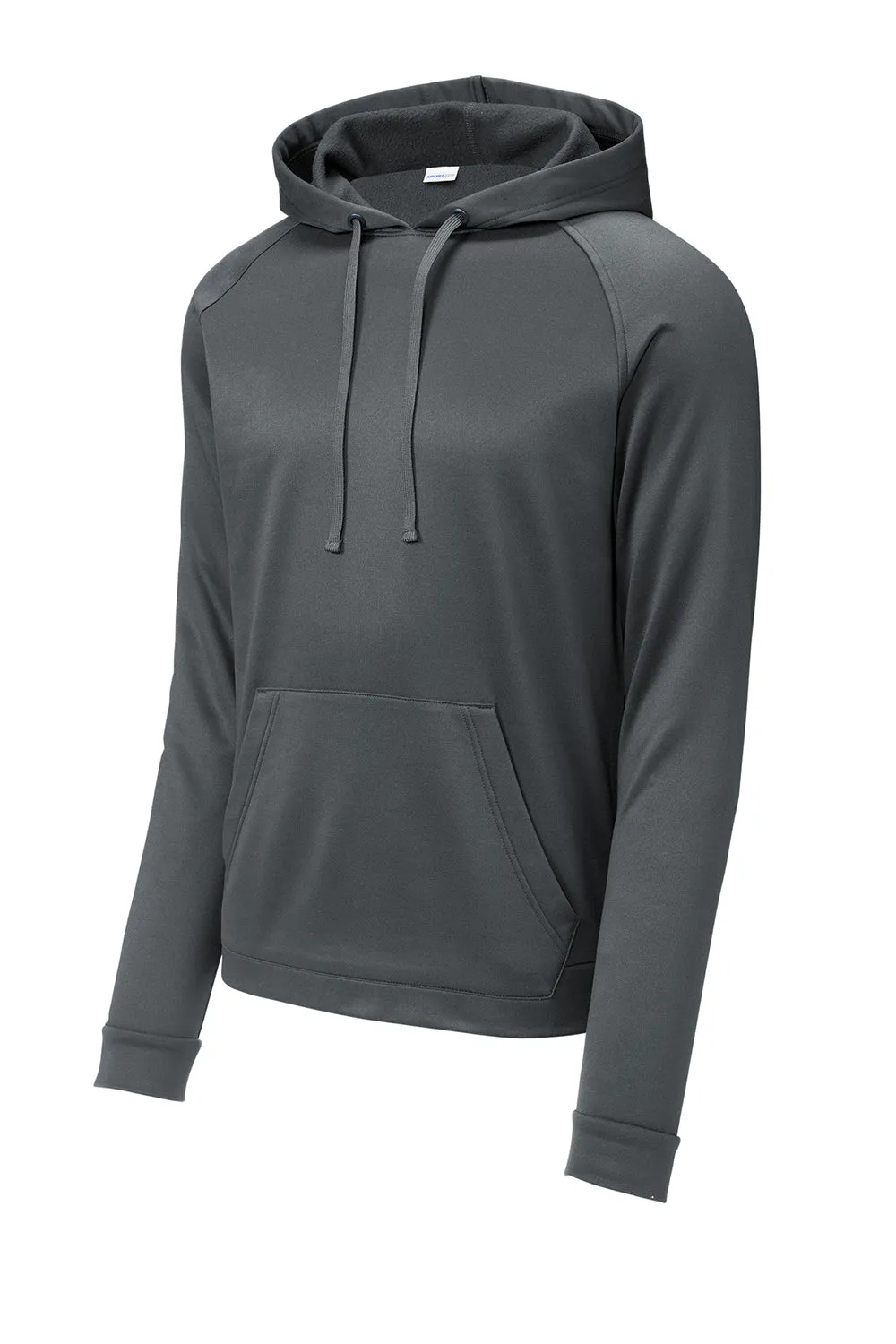 Sport-Tek Mens Re-Compete Fleece Anti Static Hooded Sweatshirt Hoodie w/ Pouch Pocket - Iron Grey