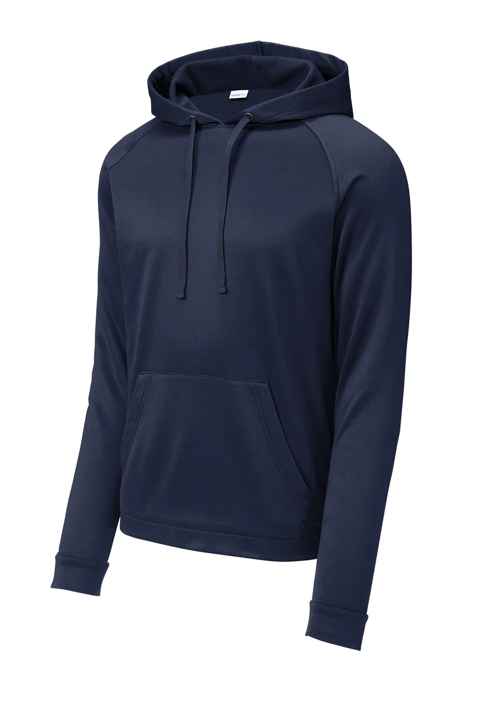 Sport-Tek Mens Re-Compete Fleece Anti Static Hooded Sweatshirt Hoodie w/ Pouch Pocket - True Navy Blue