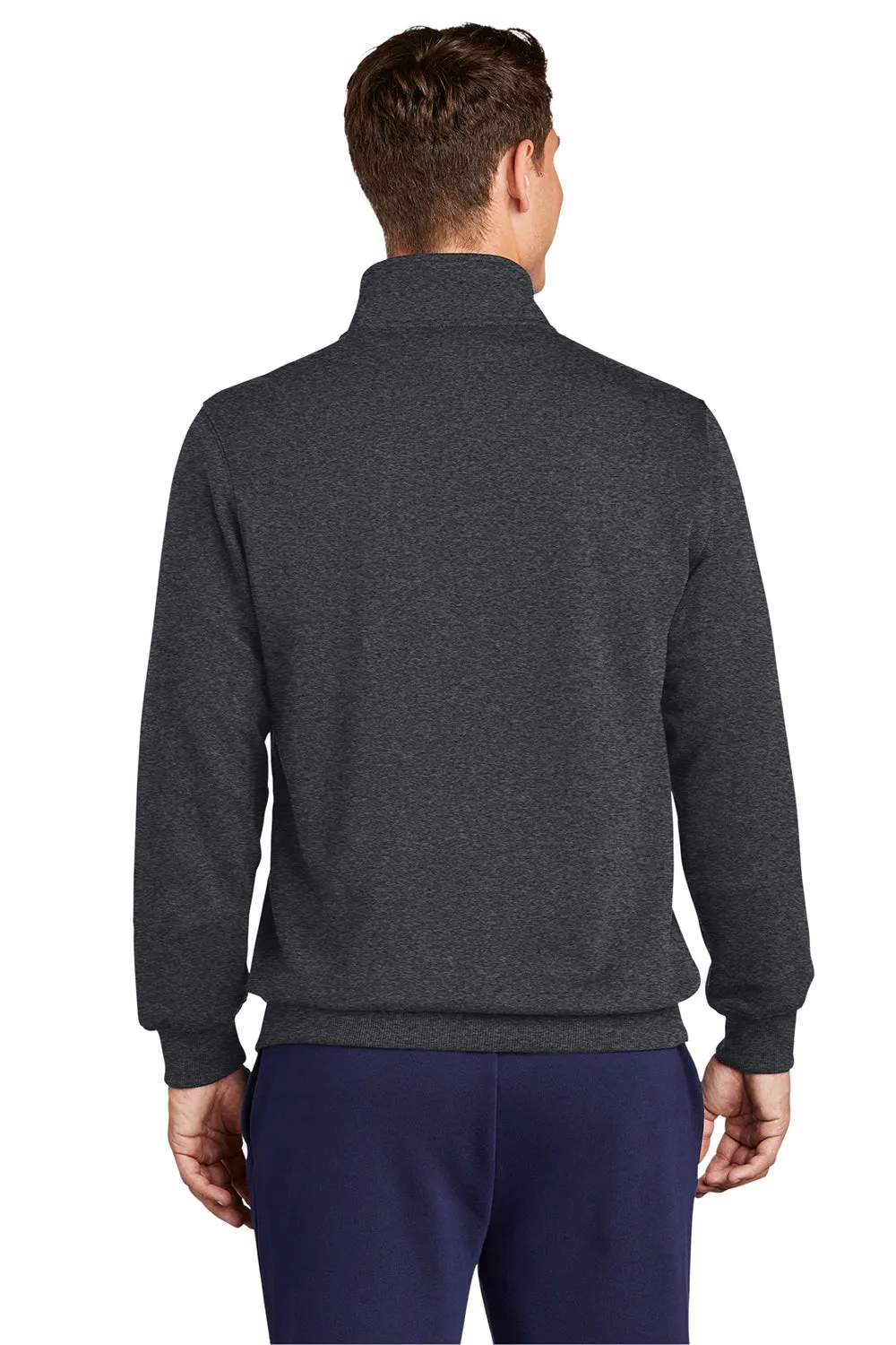 Sport-Tek Mens Shrink Resistant Fleece Full Zip Sweatshirt w/ Pockets - Heather Graphite Grey