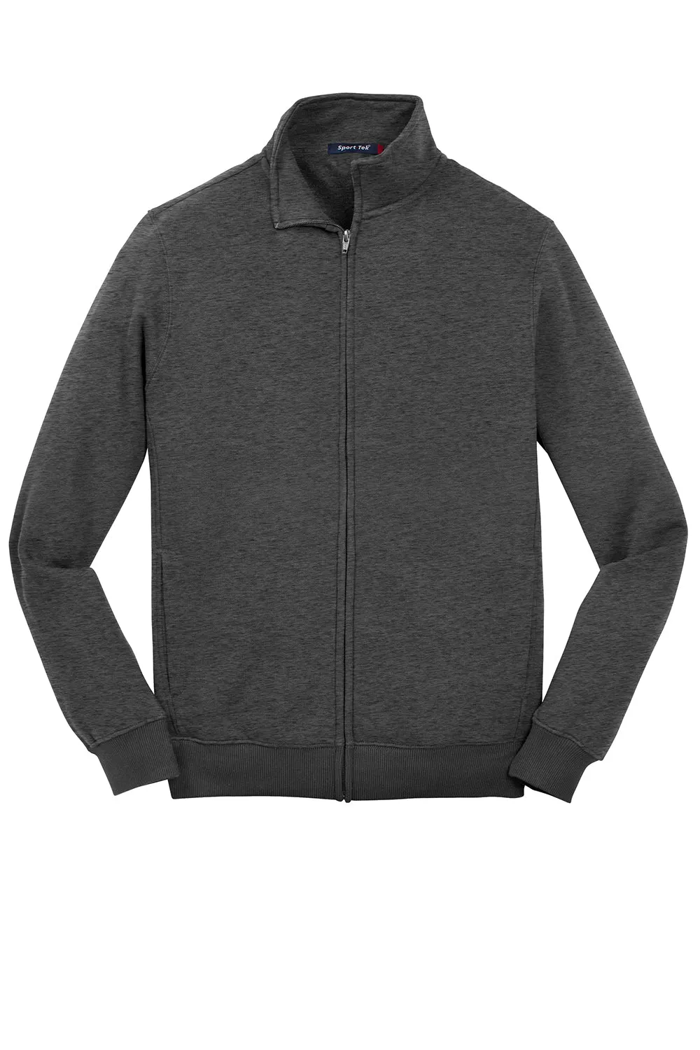 Sport-Tek Mens Shrink Resistant Fleece Full Zip Sweatshirt w/ Pockets - Heather Graphite Grey