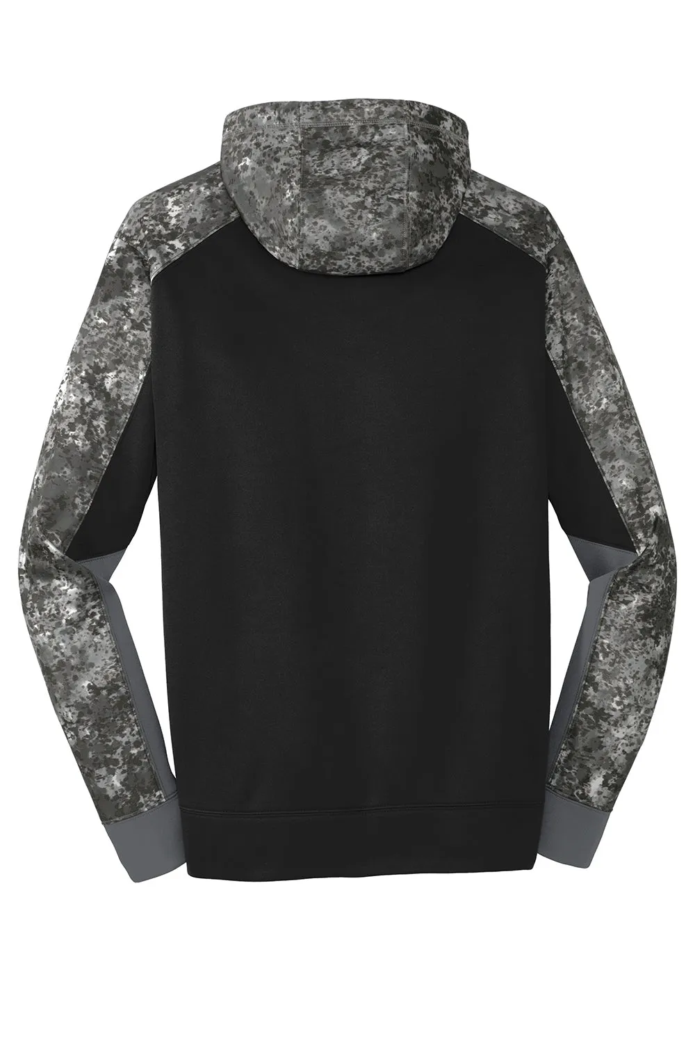 Sport-Tek Mens Sport-Wick Mineral Freeze Moisture Wicking Fleece Hooded Sweatshirt Hoodie w/ Pouch Pocket - Black