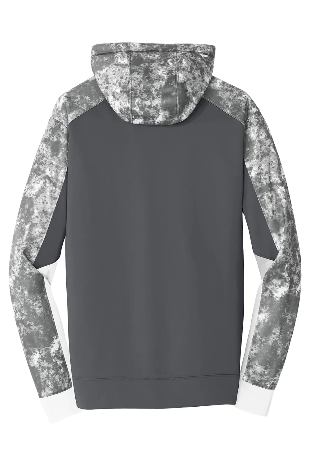Sport-Tek Mens Sport-Wick Mineral Freeze Moisture Wicking Fleece Hooded Sweatshirt Hoodie w/ Pouch Pocket - Dark Smoke Grey