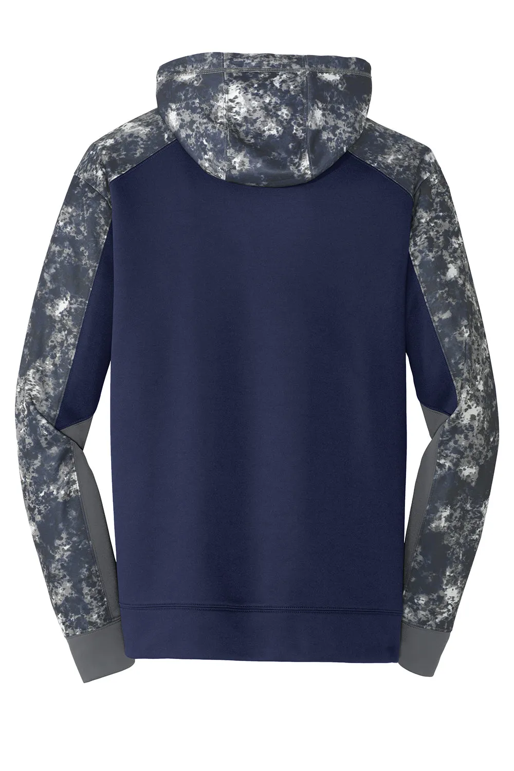 Sport-Tek Mens Sport-Wick Mineral Freeze Moisture Wicking Fleece Hooded Sweatshirt Hoodie w/ Pouch Pocket - True Navy Blue