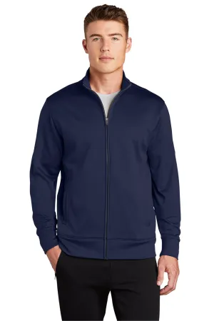 Sport-Tek Mens Sport-Wick Moisture Wicking Fleece Full Zip Sweatshirt w/ Pockets - Navy Blue