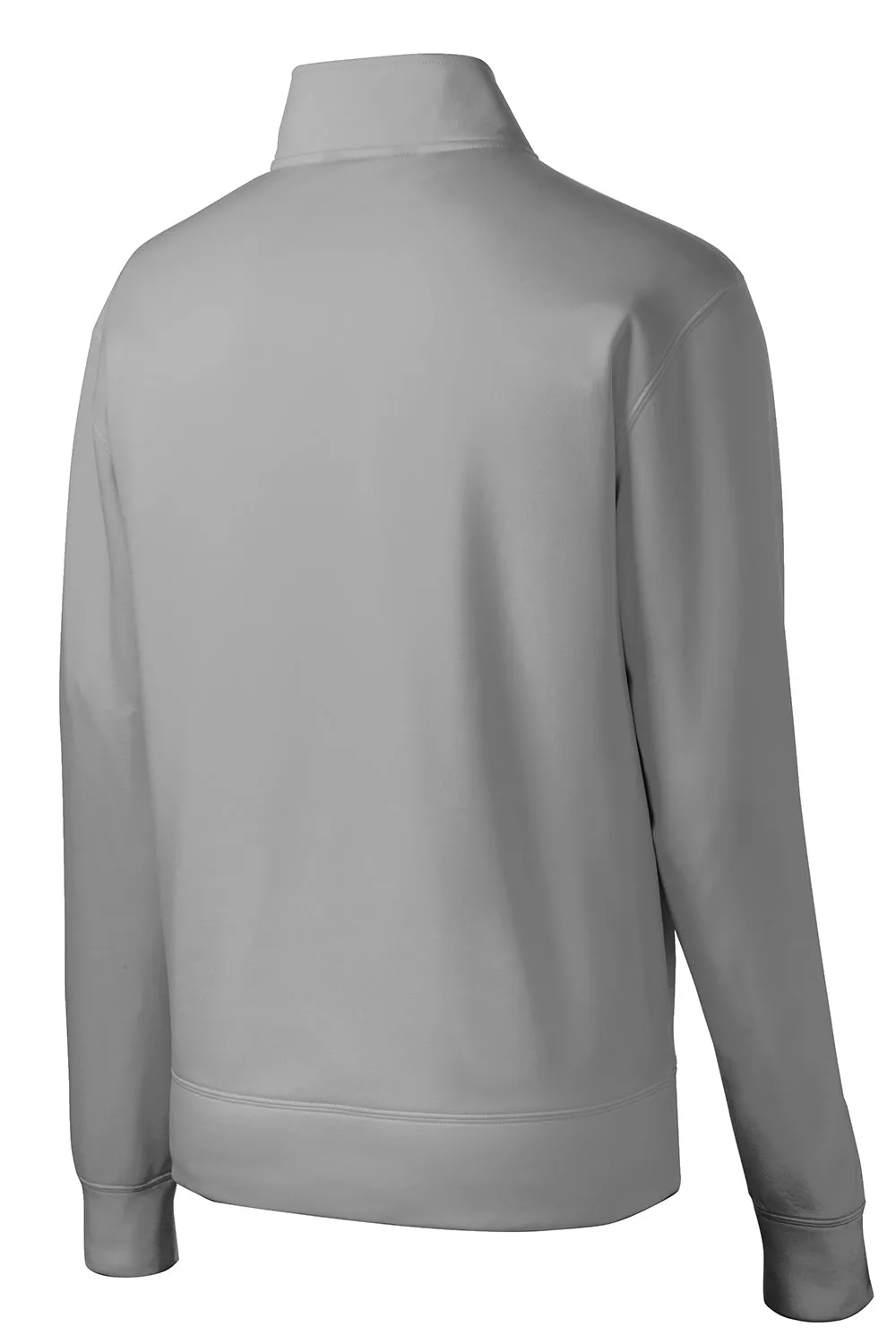 Sport-Tek Mens Sport-Wick Moisture Wicking Fleece Full Zip Sweatshirt w/ Pockets - Silver Grey