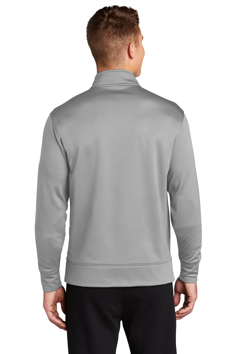 Sport-Tek Mens Sport-Wick Moisture Wicking Fleece Full Zip Sweatshirt w/ Pockets - Silver Grey