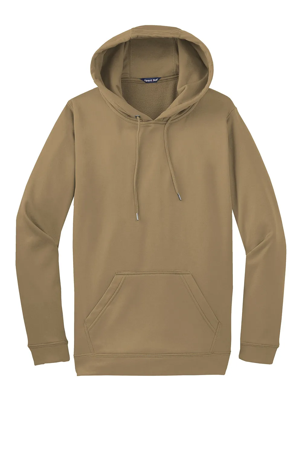 Sport-Tek Mens Sport-Wick Moisture Wicking Fleece Hooded Sweatshirt Hoodie w/ Pouch Pocket - Coyote Brown