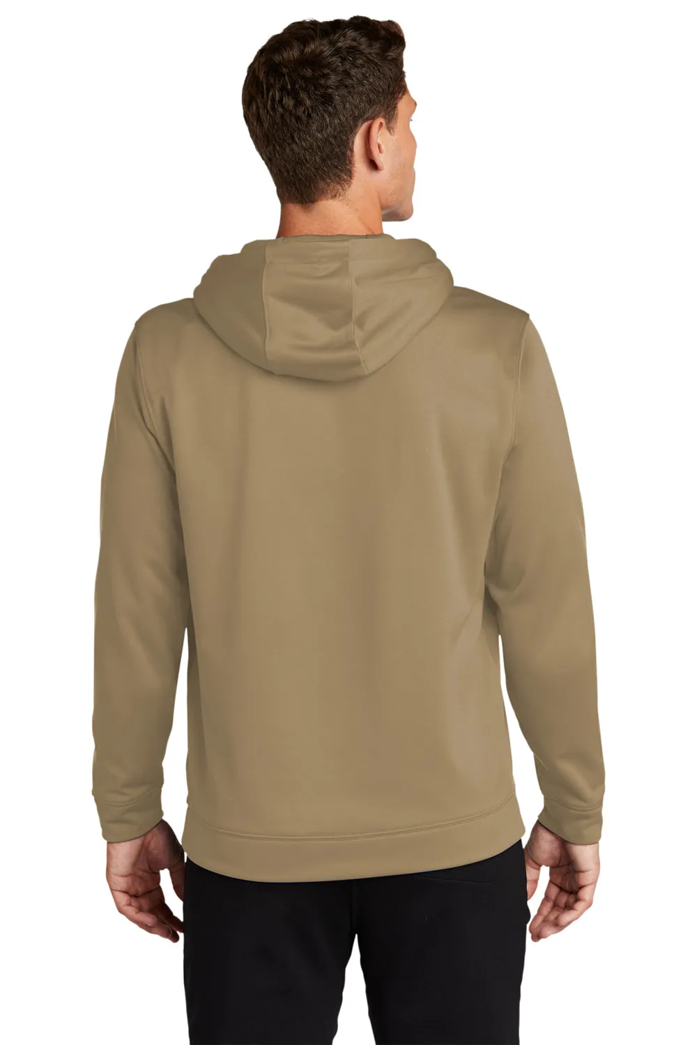 Sport-Tek Mens Sport-Wick Moisture Wicking Fleece Hooded Sweatshirt Hoodie w/ Pouch Pocket - Coyote Brown