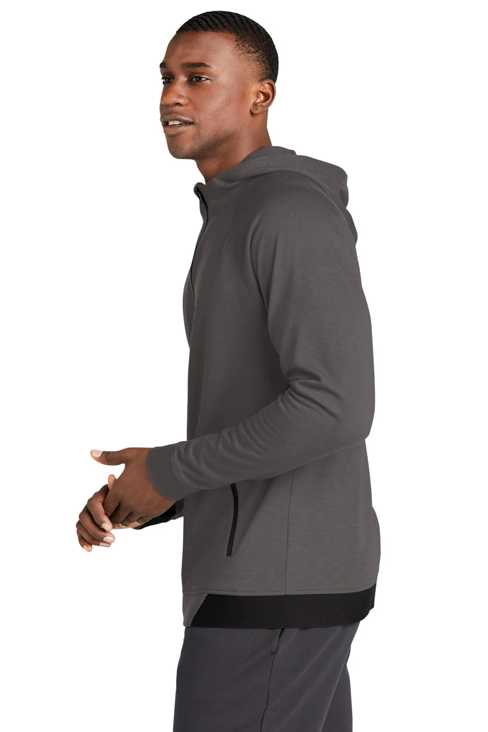 Sport-Tek Mens Strive PosiCharge Full Zip Hooded Sweatshirt Hoodie w/ Pockets - Graphite Grey