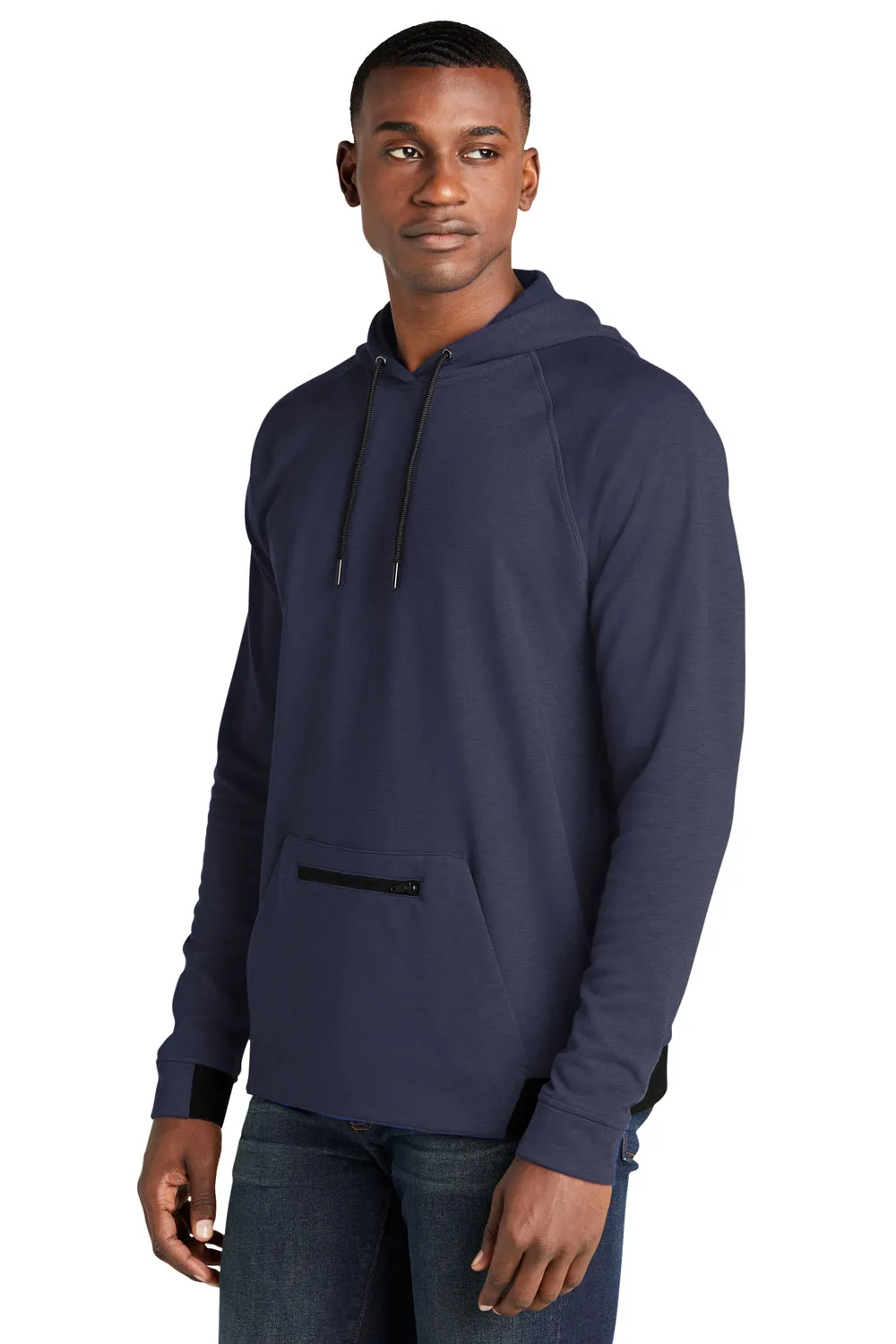 Sport-Tek Mens Strive PosiCharge Hooded Sweatshirt Hoodie w/ Pouch Pocket - True Navy Blue