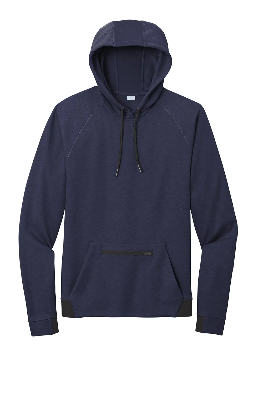Sport-Tek Mens Strive PosiCharge Hooded Sweatshirt Hoodie w/ Pouch Pocket - True Navy Blue